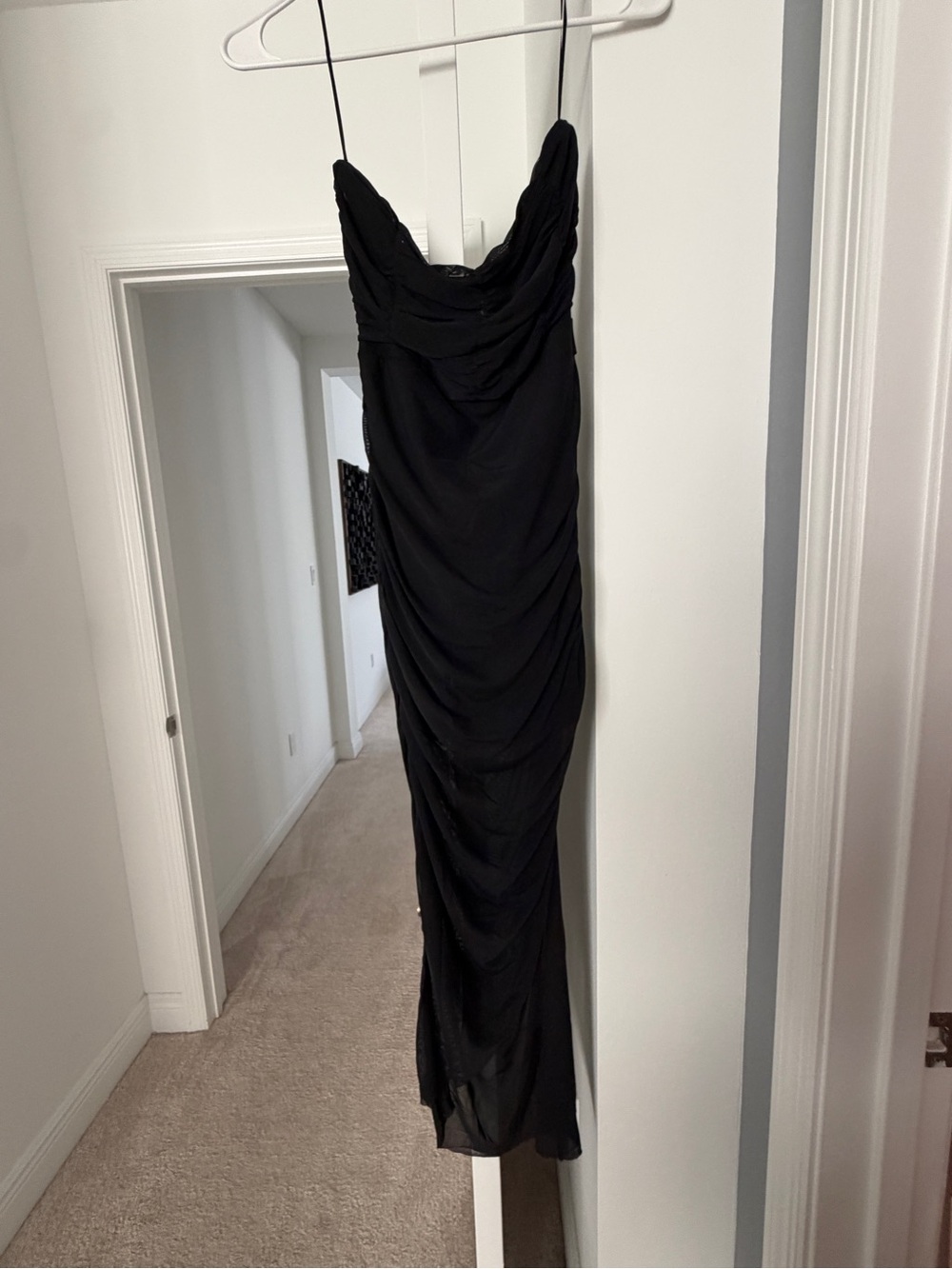 **NWT Hello Molly Black Asymmetrical Strapless Mesh Midi Dress- Size 2 - Picture 4 of 7